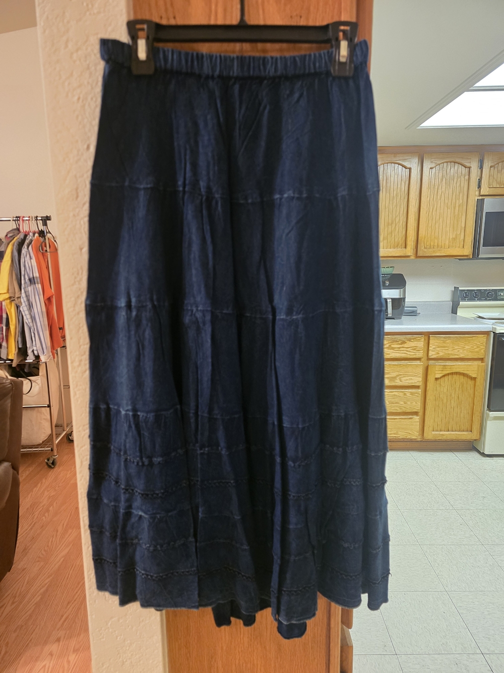 Studio West Navy Tiered Maxi Skirt
